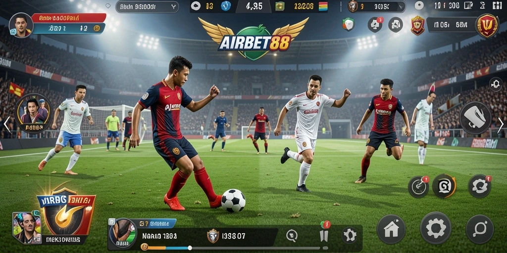 Tampilan utama AIRBET88 menunjukkan aksi seru dalam permainan olahraga.