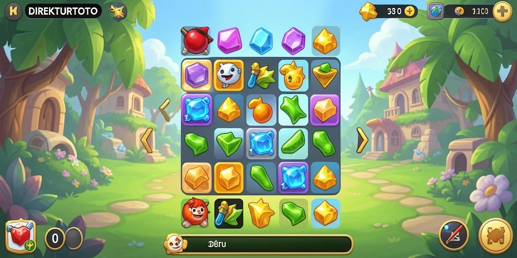 Screenshot utama DIREKTURTOTO menampilkan gameplay seru di level Match-3.