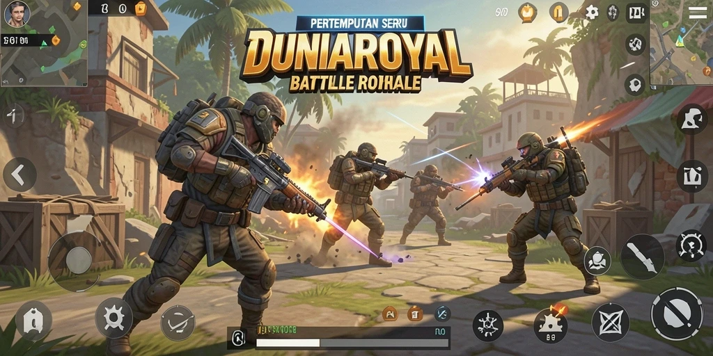 Gameplay seru battle royale dengan aksi mendebarkan.