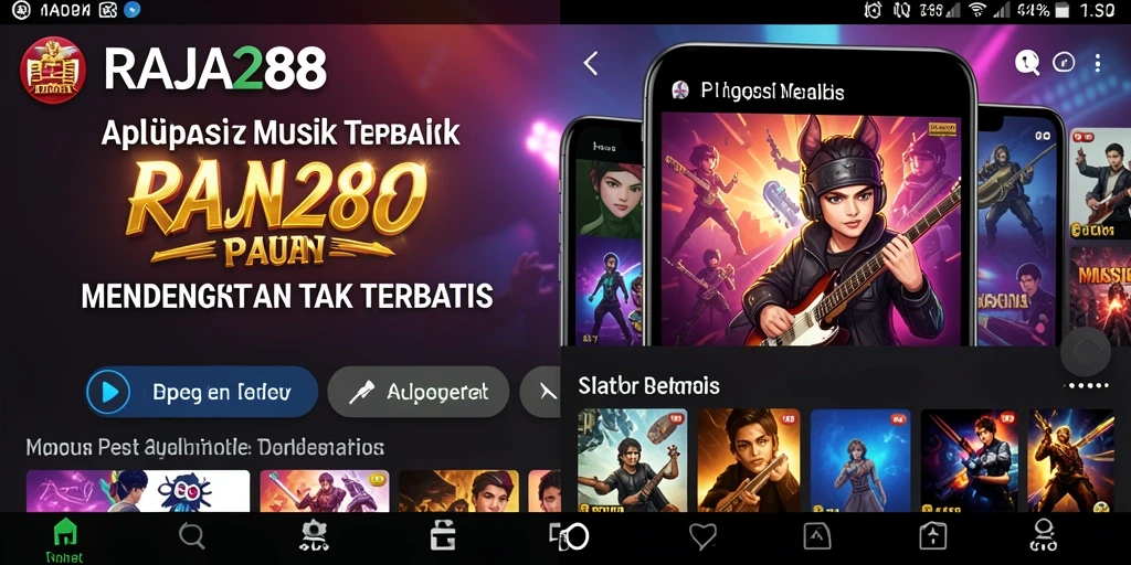 Screenshot utama RAJA288 menampilkan antarmuka aplikasi Music yang menarik.