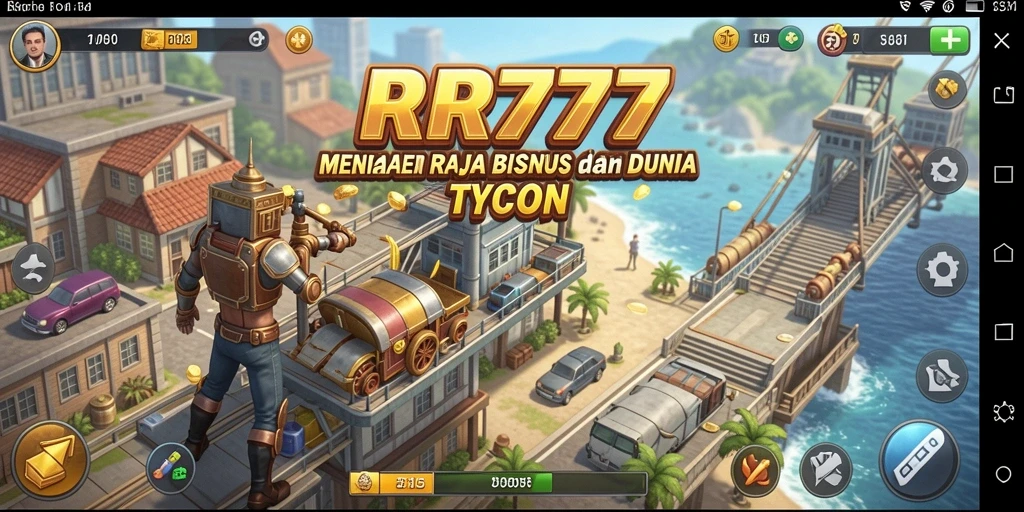 Screenshot gameplay Tycoon RR777 yang menunjukkan manajemen bisnis yang mendebarkan.