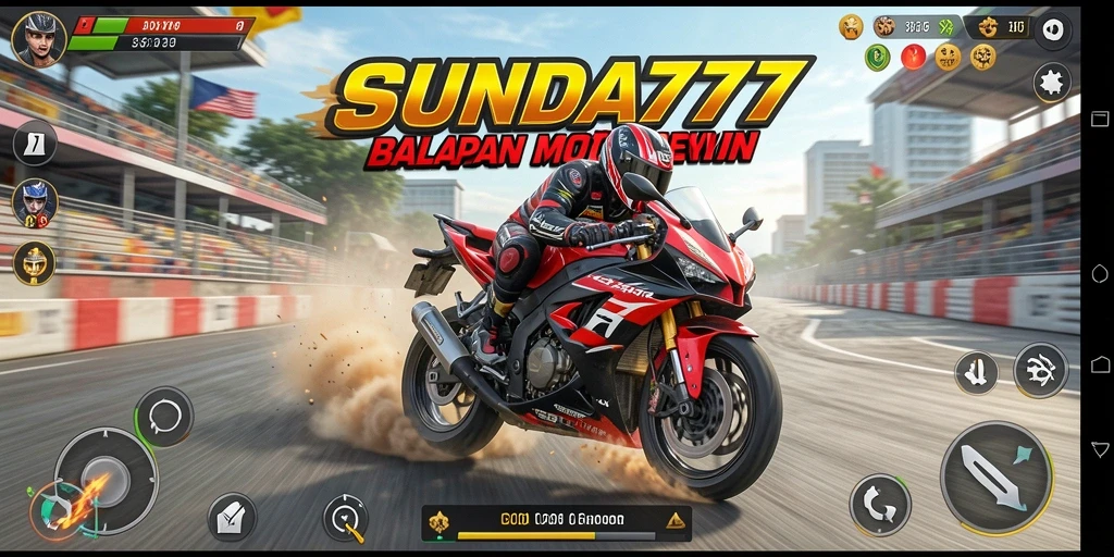 Tampilan gameplay SUNDA777 yang menakjubkan saat balapan motor.